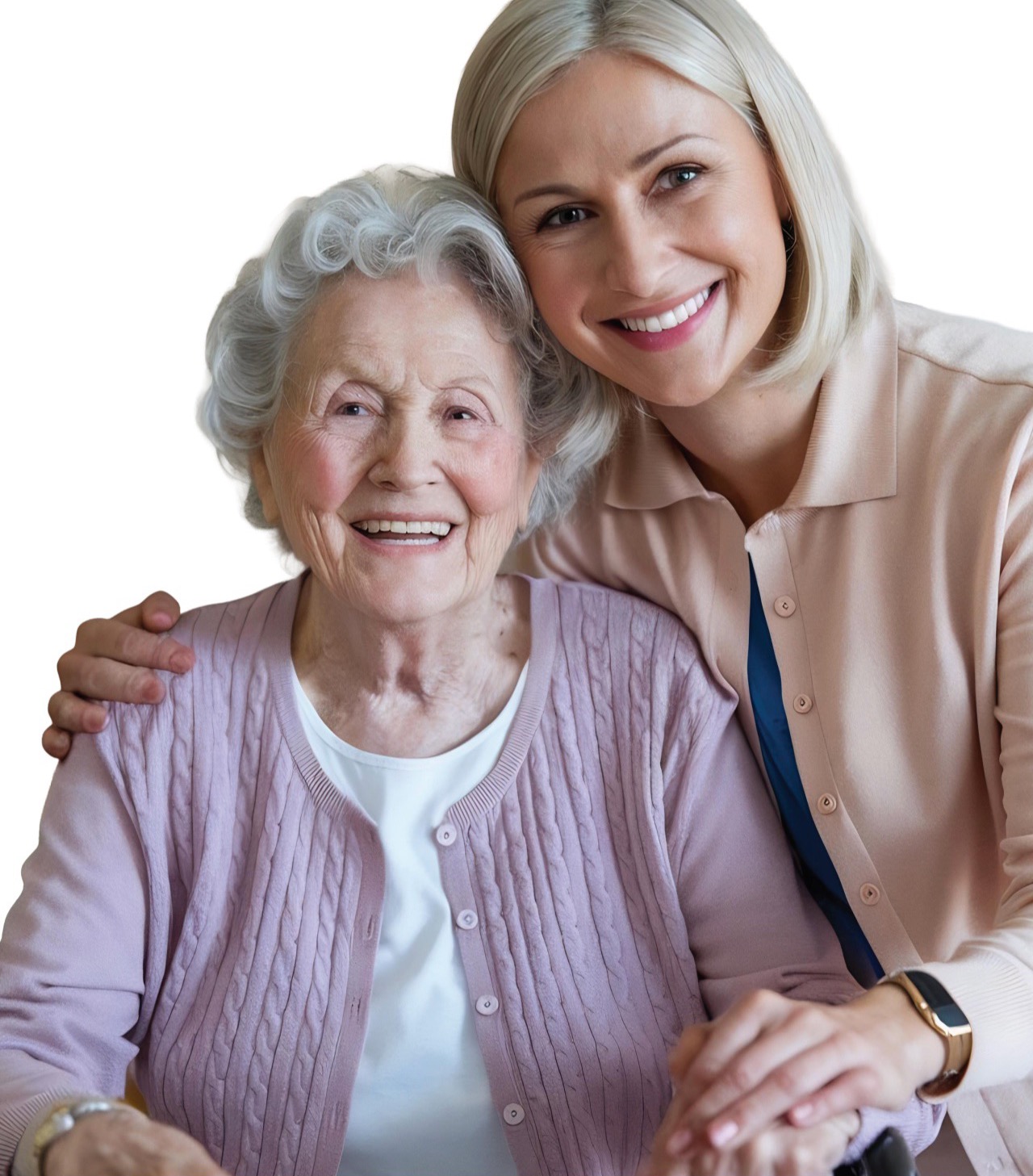 Glückliches Seniorenpaar lächelt gemeinsam – 24-Stunden-Betreuung zuhause